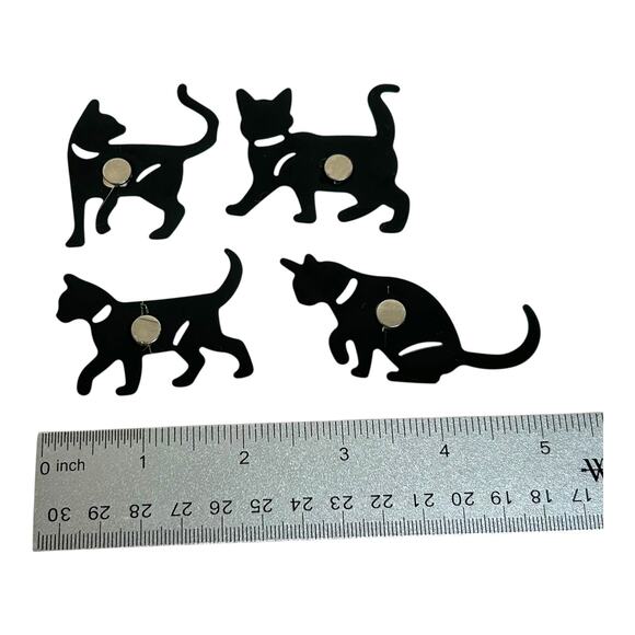 Collections Etc Black Cat Silhouette Novelty Refrigerator Magnets Set of 4 - Picture 4 of 5